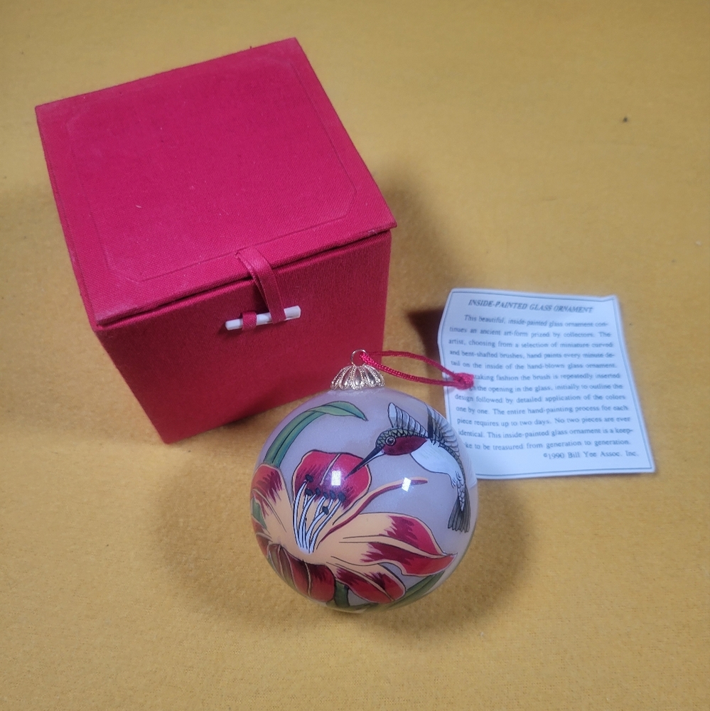 Hand Painted Glass Hummingbird Christmas Ornament